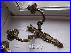 French a pair of gold patina bronze wall candle holders beautiful antique