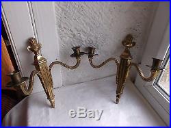 French a pair of gold patina bronze wall candle holders beautiful vintage