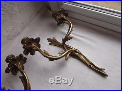 French a pair of gold patina bronze wall candle holders classic antique