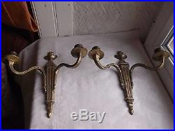 French a pair of gold patina bronze wall candle holders classic vintage