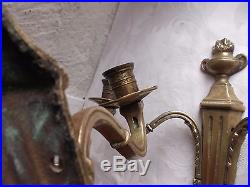 French a pair of gold patina bronze wall candle holders classic vintage