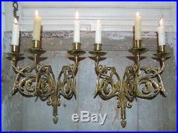 French a pair of patina bronze wall candle holders gorgeous antique