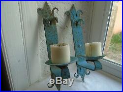 French a pair wrought iron wall candle holders solid awesome, vintage