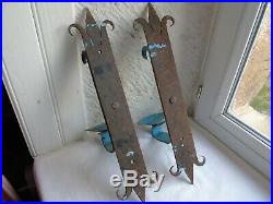 French a pair wrought iron wall candle holders solid awesome, vintage