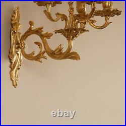 French gilt bronze sconces wall candelabra 19th C Victorian five light sconces