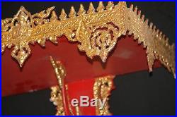 GOLD GILT WALL RACK SHELF old vintage used Thailand Buddhist gilded ornate alter