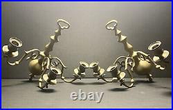 Georgian Regency Style Candle Holders 3 Arm Brass Candle Wall Sconces Pair