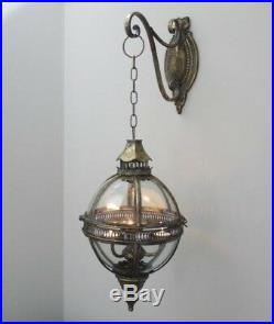 Globe Candle Holder Lantern Bracket Moroccan Metal Lamp Rustic Wall Light 80cm
