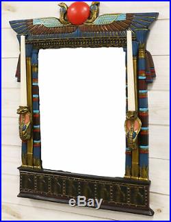 Gods Of Egypt Uraeus Cobras Isis Wings And Ra Disc Wall Mirror & Candle Holders