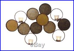 Gold Bronze Modern Circles Wall Sconce Votive Candle Holder