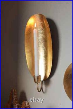 Gold Leaf Oval/Round Candle Holder Wall Sconces