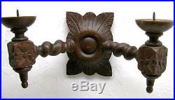 Gorgeous Antique Carved Wood Wall Sconce Candle Holder Hand Carved Black Forrest