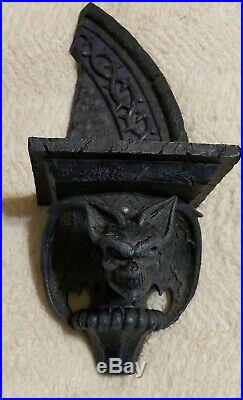 Gothic 3 Pcs Wall Mount Gargoyle Candle Holder Mirror Shelf Evil Bats Halloween