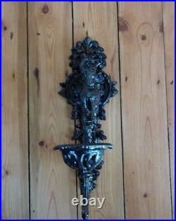 Gothic Gypsy Cast Iron Wall Candle Holder Greenman Warrior & Horse sconce