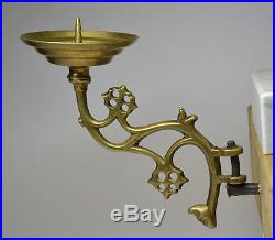 Gothic late 15th to early 16th century brass pricket wall sconce, with hook