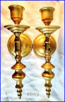 HAUNTED Vintage Pair Brass Wall Sconce Mounted Candlestick Holders