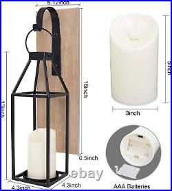 HPC Décor Set of 2 Wood and Metal Wall Sconce Candle Holder- Wall Candle Sconces