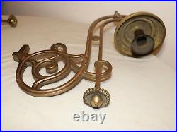 HUGE pair of antique ornate gilt bronze wall mount candle holder sconce arms