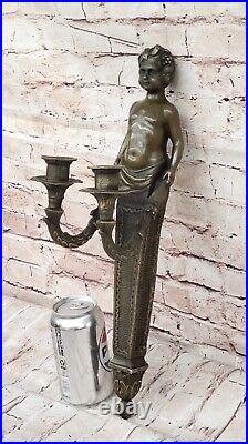 Handcrafted Detailed Wall Mount Bronze Sconce candlesticks Ornate Sculpture Gift