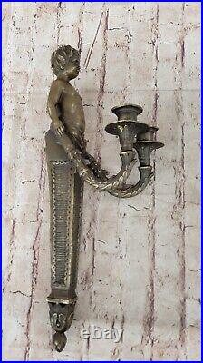 Handcrafted Detailed Wall Mount Bronze Sconce candlesticks Ornate Sculpture Gift