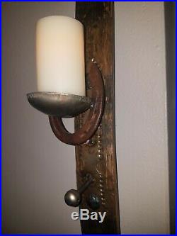 Handmade wooden horseshoe wall hanging candle holders (pair)