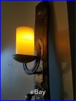 Handmade wooden horseshoe wall hanging candle holders (pair)