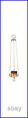Hanging Votive Glass Candle Holder with Red Glass, 24 Inch