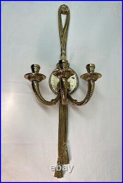 Hollywood Regency Gatco Brass Wall Sconce Candle Holder. Sculpture. Mid Century
