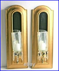 Home Interiors Mirror Wall Sconce Candle Lusters Pair Hollywood Regency MCM Vtg