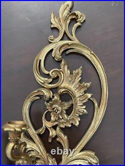 Home Interiors SYROCO #4049 Ornate Gold 5 Arm Wall Sconce Candle Holder 35H