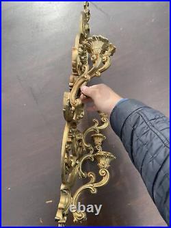 Home Interiors SYROCO #4049 Ornate Gold 5 Arm Wall Sconce Candle Holder 35H