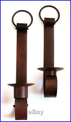 IRON WALL SCONCES Rustic Candle Holders, Mexican Folk Art Set XLG 23 26H