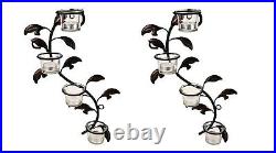 Iron Wall sconces with 8 Glass Cup Candle Holders and Tealight Candles(Set of 2)