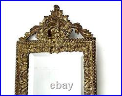 Italian Style Sconce Mirrored Antique Brass Wall Candle Holder With Ornate Face