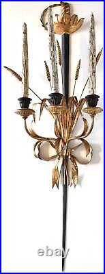 Italian Tole Sword & Wheat Wall Candle Sconce