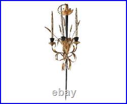 Italian Tole Sword & Wheat Wall Candle Sconce