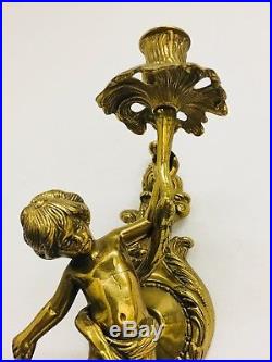 LA2/173 Pair french Empire Style Angel Cherub Candle Stick Wall Holder France
