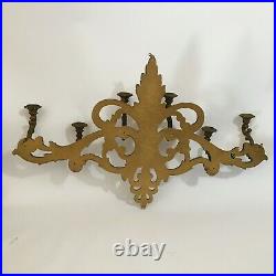 Large 6 Arm Gold Syroco Wall Mounted Candle Holder Hollywood Regency Midcentury