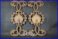 Large ANTIQUE Candle Holder Wall Sconces WROUGHT IRON, Ornate Entrance Door