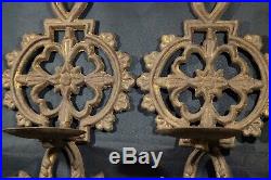 Large ANTIQUE Candle Holder Wall Sconces WROUGHT IRON, Ornate Entrance Door