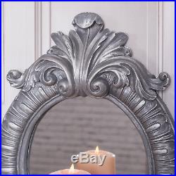 Large Antique Silver Wall Mounted Sconce With Candle Holder Home Living Decor