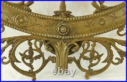 Large Antique/Vtg 20 Ornate Solid Brass 7 Light Wall Sconce Candle Stick Holder