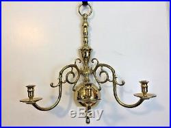 Large Brass VIRGINIA METALCRAFTERS Wall Sconce, # 2006, 3 Arms and 23 Tall