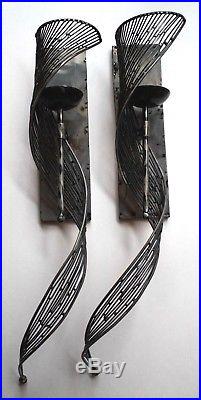 Large Modern Industrial Metal Wall Sconce Candle Holder Black Silver Weld Twist