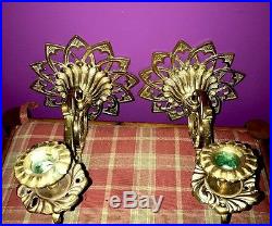 Large Pair Wall Sconces Huge RARE ANTIQUE FRENCH BRONZE / BRASS Candle Holder