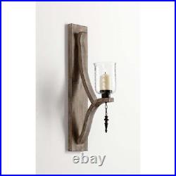 Large Wood Pillar Wall Candle Holder Sconce Country Farmhouse Washed Oak Rustic