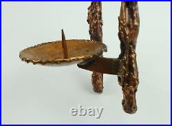 Large and heavy wall CANDLE HOLDER solid copper 1960s dramatic brutalist style