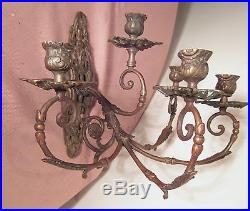 Large antique ornate Victorian gilt bronze wall candle holder sconce fixture 1