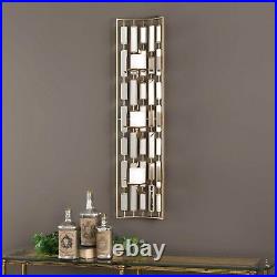 Loire XXL 38 Bright Gold Metal Accented Mirrors Wall Sconce Candle Holder