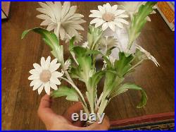 Lot Set 2 Vtg French Country Floral Daisy Wall Candle Holder Sconces Italy RETRO